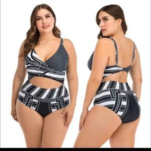 Bikini  Woman Plus Size Bandage Printing Padde